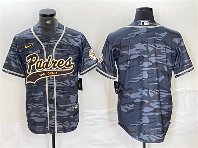 Men's San Diego Padres Blank Gray Camo Cool Base Stitched Baseball Jersey
